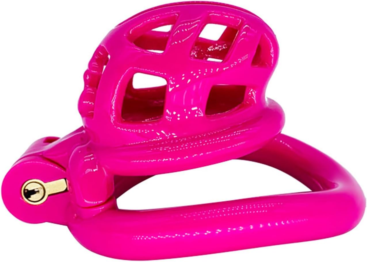 1.97 inch 5 Colors of Invisible Lock Chastity Cage Chastity Devices, Lightweight Male Penis Cage Chastity Cage Devices with 4 Sizes of Rings and Keys Adult Sex Toys for Men - Rose red
