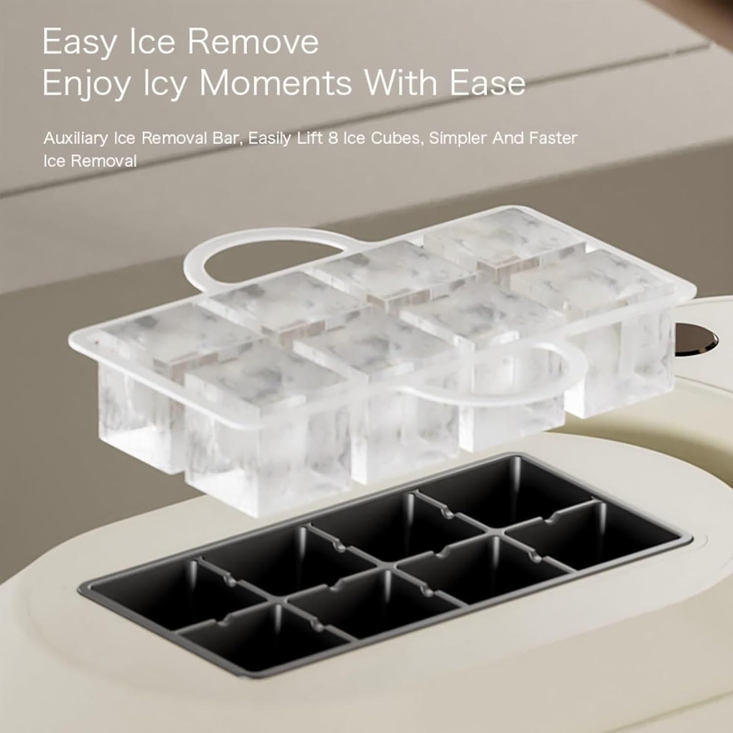Portable Ice Maker Machine, 8 Cubes in 10 Minutes, One-Touch Operation, 12V Car Adapter, Fast Compact Design for Home, Office, Bar, RV & Party Use