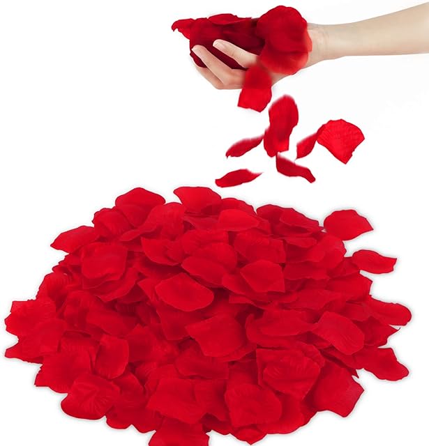 3000PCS Red Rose Petals Fake Flower, Rose Petals for Bed & Valentines Decorations, Marry Me Decorations, Artificial Rose Petals