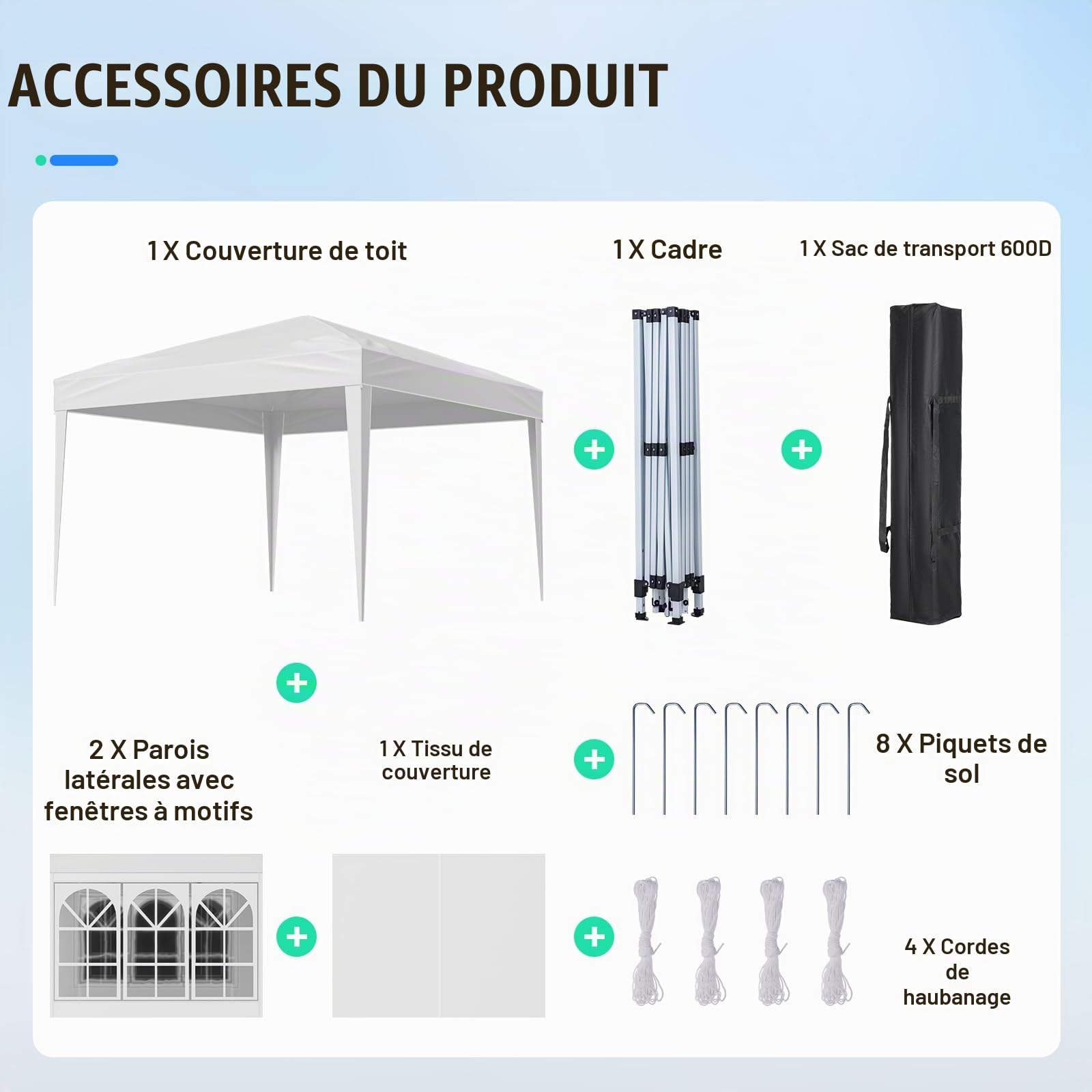 VEVOR Tonnelle Pop-up, 2,95x2,95 m, Gazebo Auvent Escamotable Instantané Portable, avec Parois Latérales, Fenêtres Ventilées, Facile à Monter, Abri Solaire Extérieur pour Événements, Jardin, Blanc