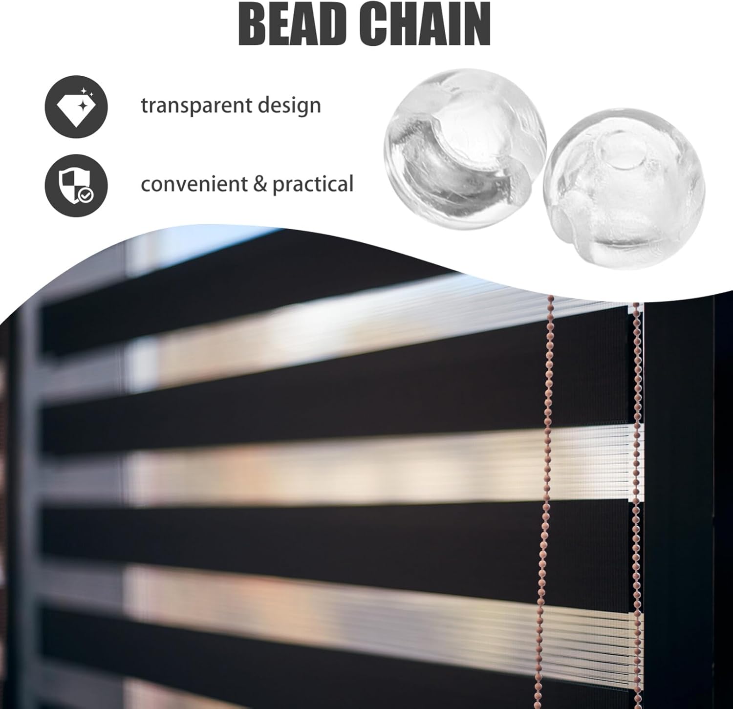 Transparent Bead Chain Stops for Roller Shades Vertical Blind Accessories Clear Beaded Chain Fixers 0.31 Inch Window Treatment Parts - Image 6