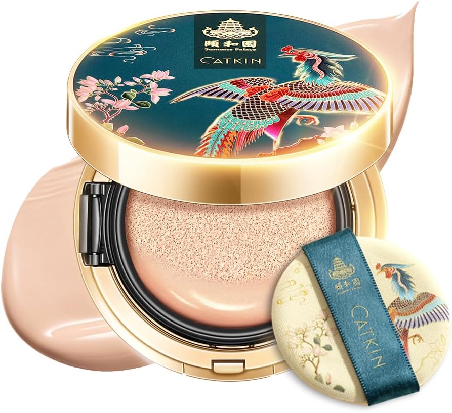 CATKIN SUMMER PALACE Foundation for Mature Skin, Full Coverage Foundation with Lightweight and Breathable Formula, Refillable Cushion Foundation 13g*2