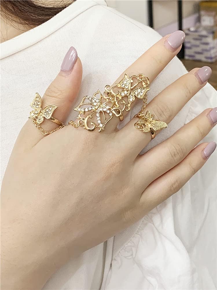 CZ Butterfly Ring Bracelet for Women Dainty Slave Hand Chain Harness Bangle Boho Gypsy Bollywood Wedding Cosplay Retro Party Y2K Jewelry 1 Piece - Image 4