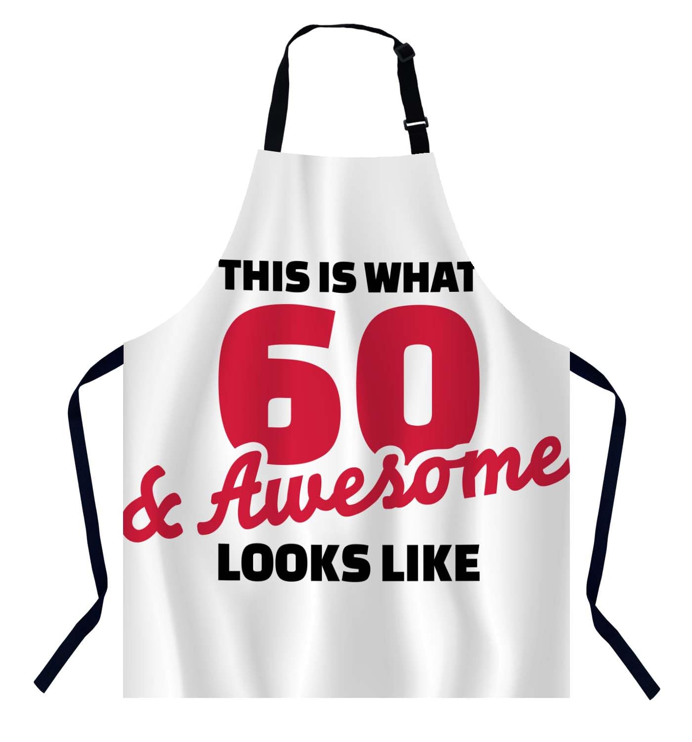 BGBDEIA This is what 60 and awesome looks like - 60th birthday Kitchen Apron for Women Men, Unisex Adjustable Cooking Apron, Waterproof Apron for Home Kitchen, Restaurant, Coffee House