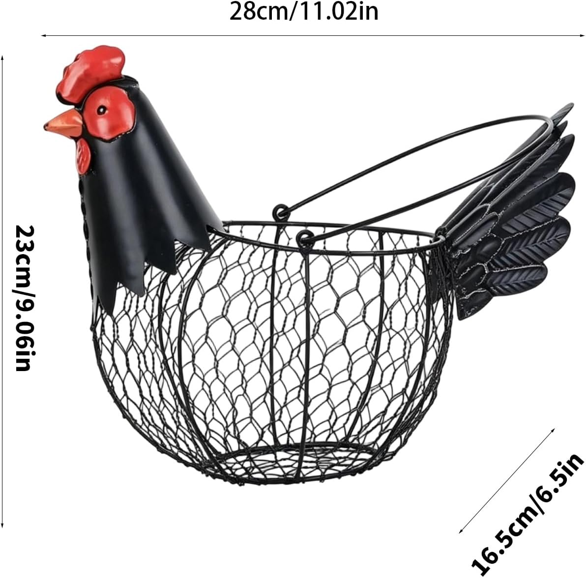 Iron Chicken Shaped Eggs Container Metal Wire Eggs Basket with Handle for Kitchen or Dining Room Decoration Iron Oocyte Owner