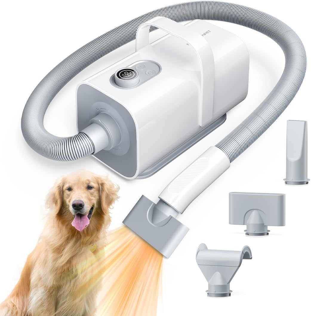 HomeRunPet Dog Dryer, Ultra Quiet High Velocity Blow Dryer for Dogs with 99 Speed & 3 Temperature Settings, 6.5ft Long Hose & LED Display, Perfect for Dogs, Pets Grooming
