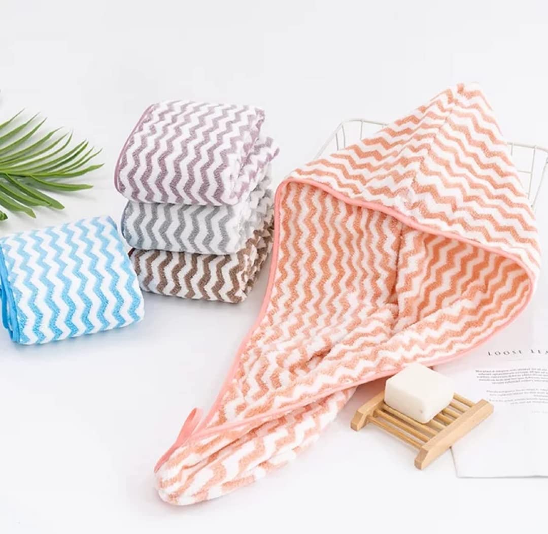 UR Home Microfiber Women's Multi Pattern Hair Towel Wrap 400 GSM, Absorbent Towel Hair-Drying Bathrobe Magic Hair Warp Towel Super Quick Hair Drying Cap Towel Set of-2