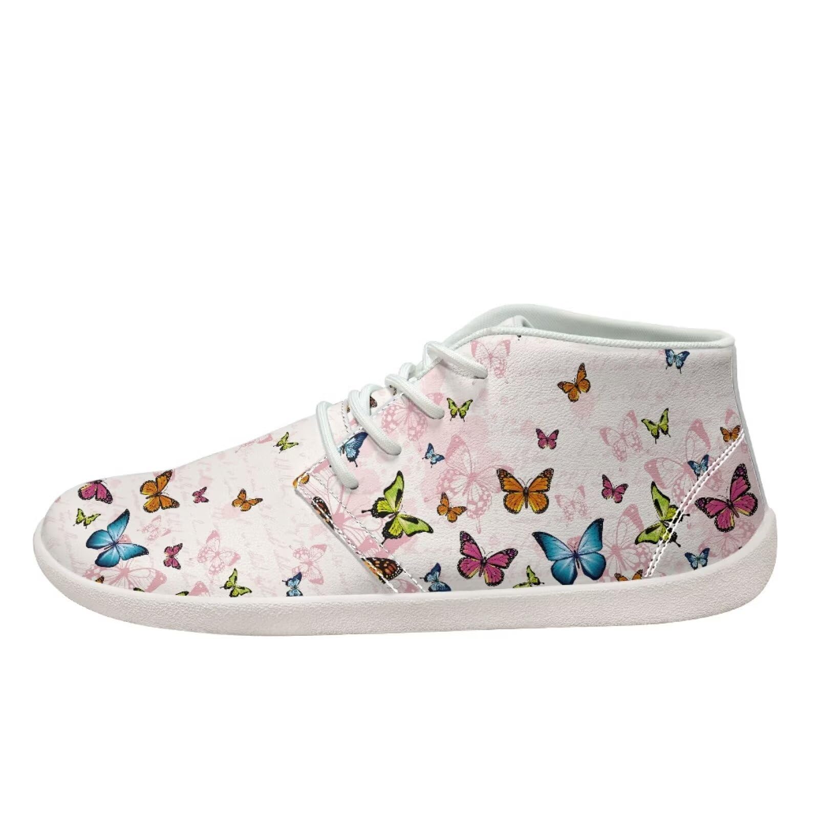 Fuxowvby Butterfly Wide Toe Barefoot for Women Waterproof Fashion Hiking Shoes Sport Zero Drop Tennis Barefoot for Ladies Soft Exercise Non-Slip Shoes for Teen Girls White US 13.5