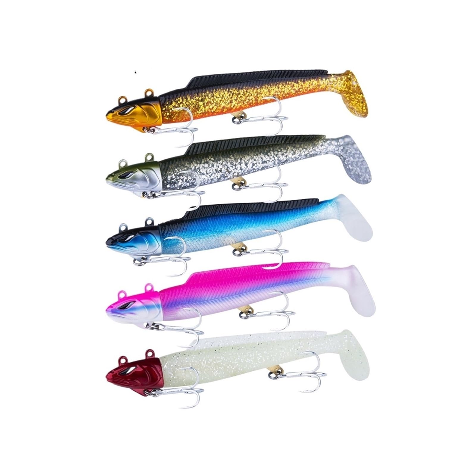 GRFIT Kunstköder 5 Teile/Satz Jig Kopf Weichen Angeln Locken Silikon Wobbler Swimbait Künstliche Köder for Karpfen Hecht Angeln 21g 28g weicher Köder Kunstköder Gummifische