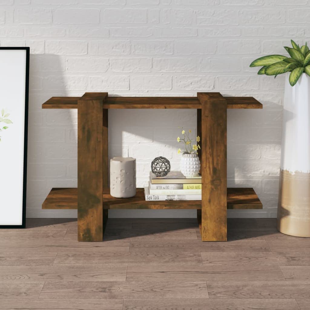 Libreria Scaffale Divisorio Rovere Fumo 80x30x51 cm | Soluzione salvaspazio per soggiorno e corridoio, ideale come mobile divisorio e scaffale portalibri basso.