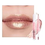 Kaely 2-in-1 Champagne Gold Metallic Lipstick and Lip Liner, Shimmer Liquid Metallic Lipsticks for Women, Glitter Lip Gloss Stain Long Lasting Waterproof Smudge Proof 24 Hour, Vegan Makeup, 05