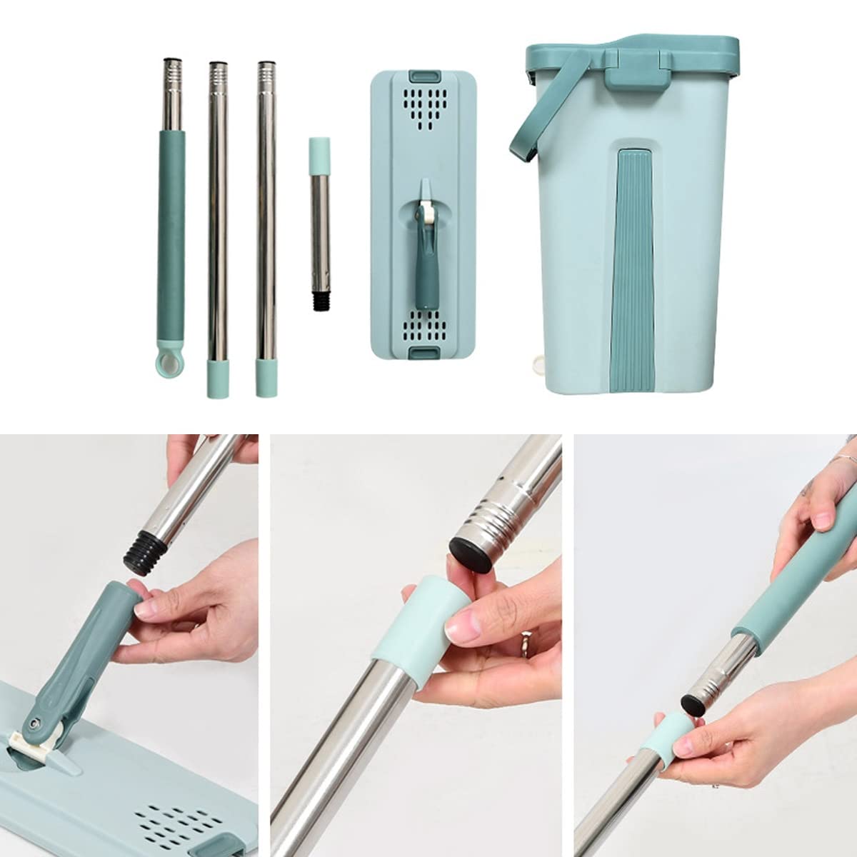 Mocio MOP WRIDING senza maniche con secchio for lavare i pavimenti for la pulizia del fulmine del fulmine dello squeeze piatta della spazzatura della centri terme pigro automatico Mop Pavimenti ( Colo