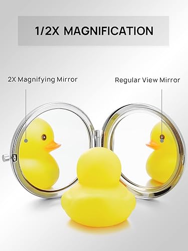 Miniatura 3 de Getinbulk Espejo compacto a granel, paquete de 12 espejos de maquillaje de metal con aumento de doble cara 1X2X (redondo, plateado)
