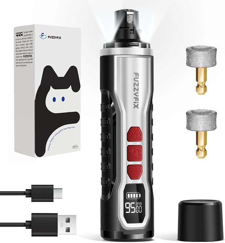 Molinillo de uñas para perros, cortaúñas con luz LED, cortauñas eléctrico recargable por USB para perros, 5 velocidades, cuidado y alisado de patas para perros grandes, medianos y pequeños, gatos y mascotas