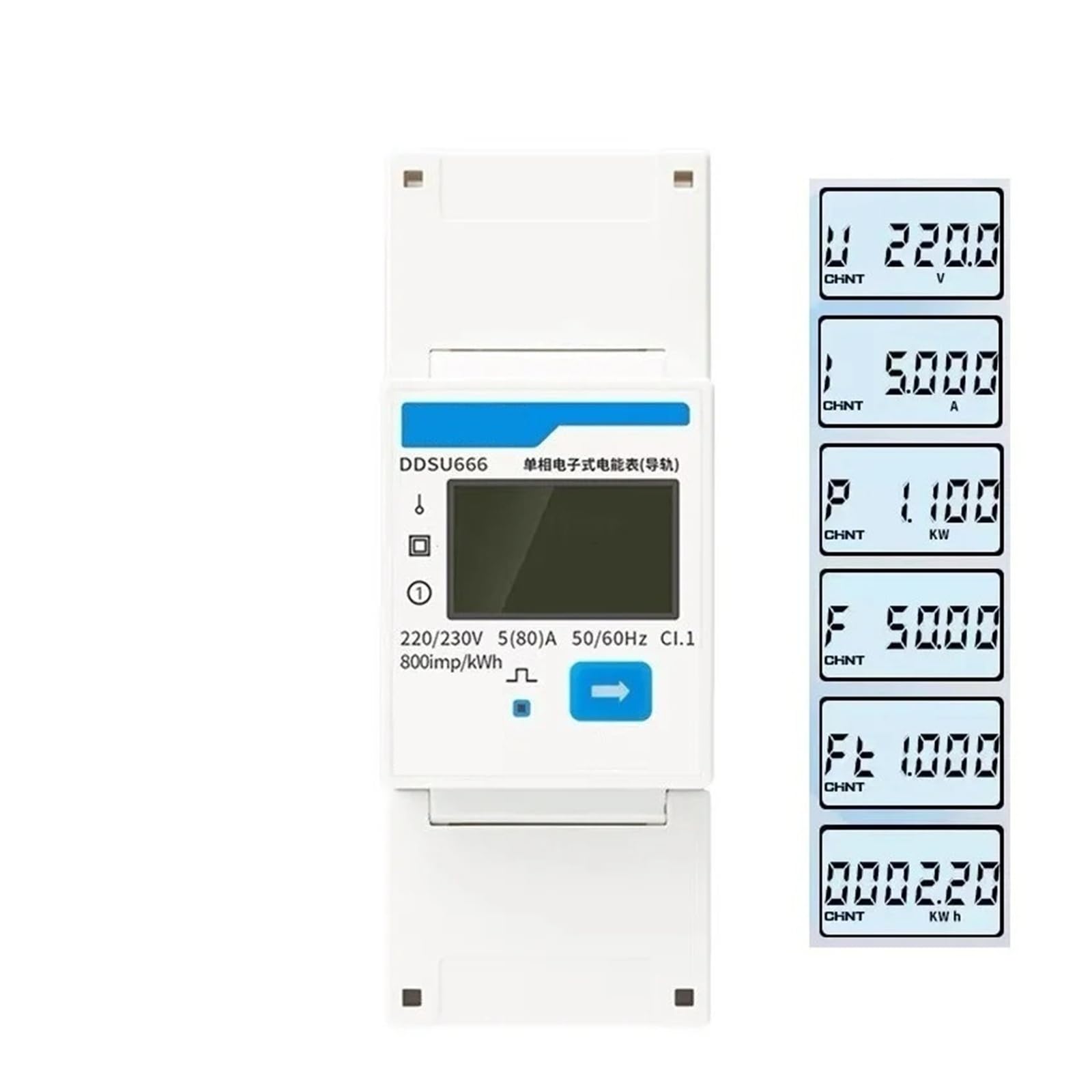 Licznik prądu DDSU666 DTSU666 jednofazowy modbus szynowy DIN RS485, dwukierunkowy licznik energii/mocy / KWH, watomierz (DTSU666-CT 300-5A)