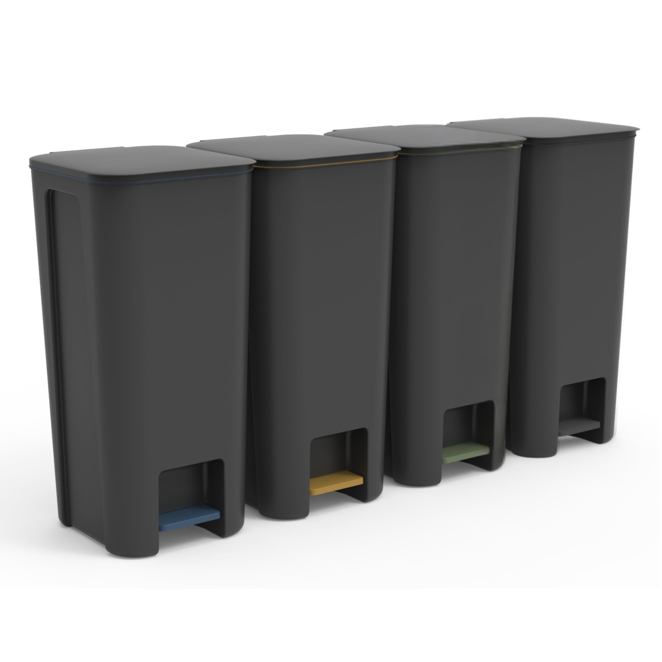 Pattumiera Differenziata Con Pedale Coperchio 4 Scomparti 40 l Pattumiera Cucina Bagno Ufficio In Plastica Nero Grafite