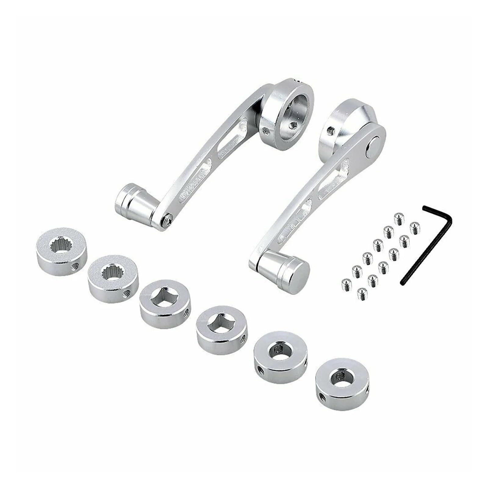 SAMWDK Glass Lifter 2piece Aluminum Alloy Universal Car Window Crank Handle Winder Riser Replacement Winder Crank Riser Kit Car Window Regulator(Silver)