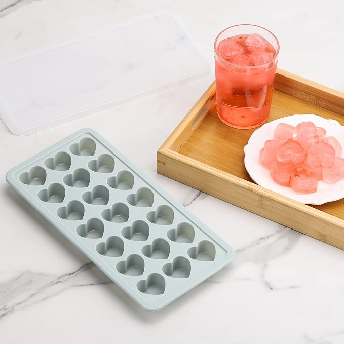 Molde de silicona para cubitos de hielo en forma de corazón con tapa miniatura 4