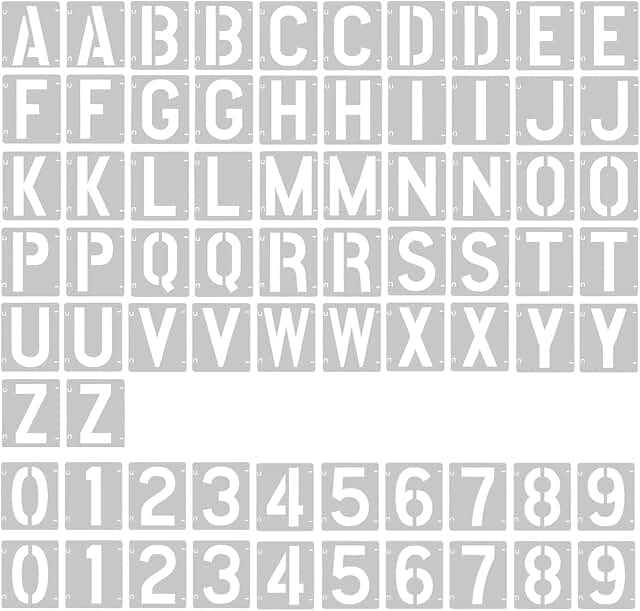2 Pack - 2 Inch Letter Stencils Set, 72 Reusable Stencils for Painting O...