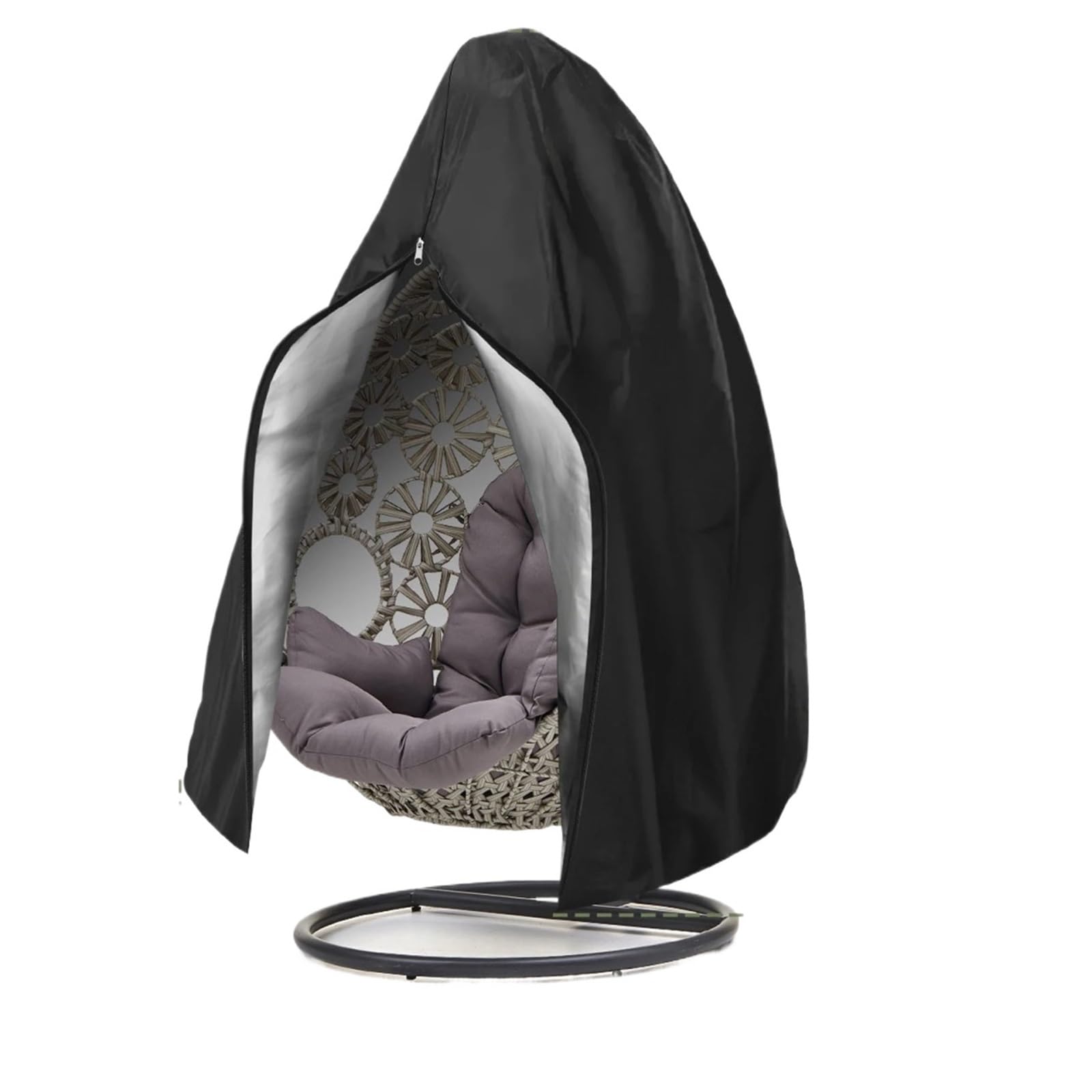 Egg Chair Cover Hanging Egg Chair Cover Patio Waterproof Swing Protector Outdoor Resistant Windproof For Wicker Basket for swing hammock(Black 190x115cm)