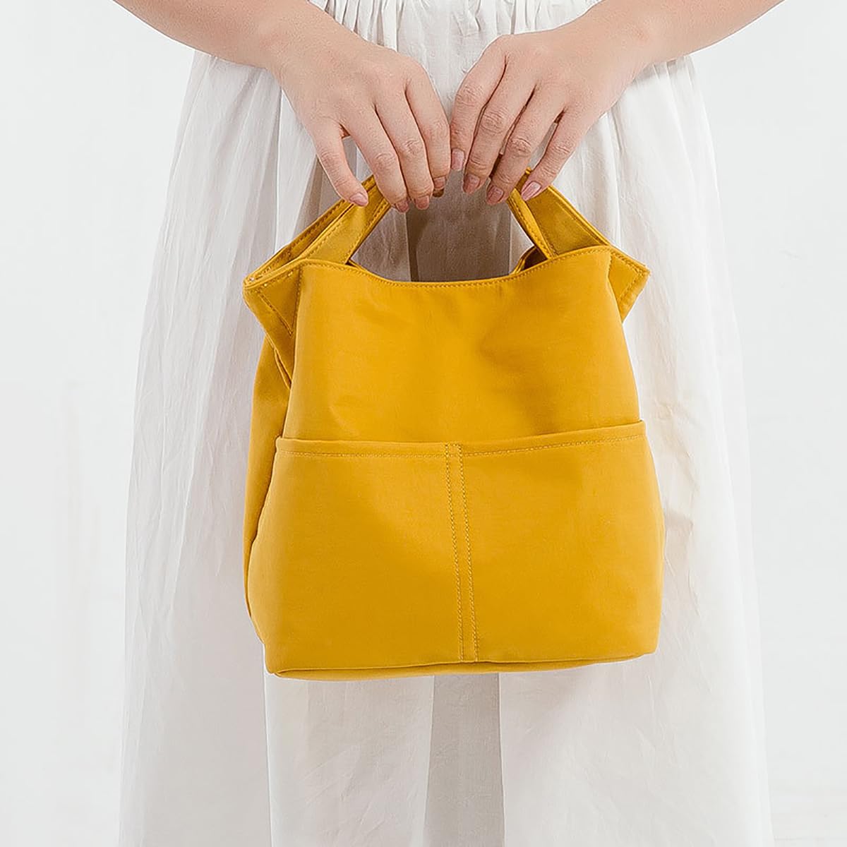 BININBOX Sac Isotherme Repas Lunch Bag Sac à déjeuner Bento Fraîcheur Sac Pique-Nique Voyage Portable et Chic (Jaune, Doublure Isotherme Amovible)