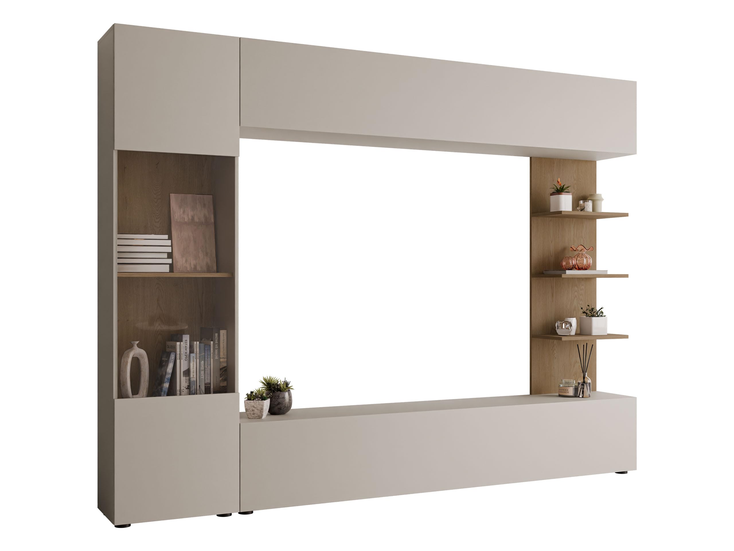 Wohnwand Lazando – Anbau-/Media-/Schrankwand in Cashmere/Cremona Eiche