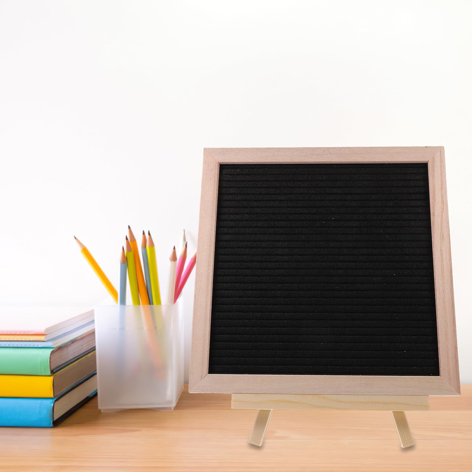 Sosoport Filz letterboard mit Holzrahmen und Ständer Quadratische Memotafel für Haushalt und Büro Austauschbare Buchstaben Stabile Aufstelltafel Praktische Nachrichtentafel