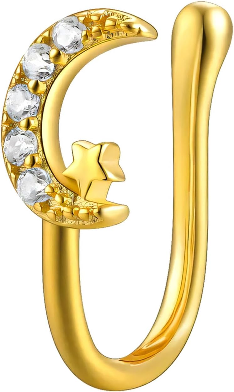Sterling Silver Nose Cuffs, Non-Piercing Faux Ring-Temporary Clip-On Piercing