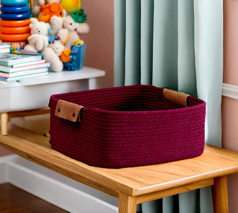 Jute Cotton Storage Gift Basket, Rectangle case for Closet, Packing, Wedding Organizer Box Jute Basket Handwoven Eco-Friendly Basket Bins Organizer (30x20x10 Cm) Color Mehroon (B0DDQ73G6T) Amazon Price History, Amazon Price Tracker