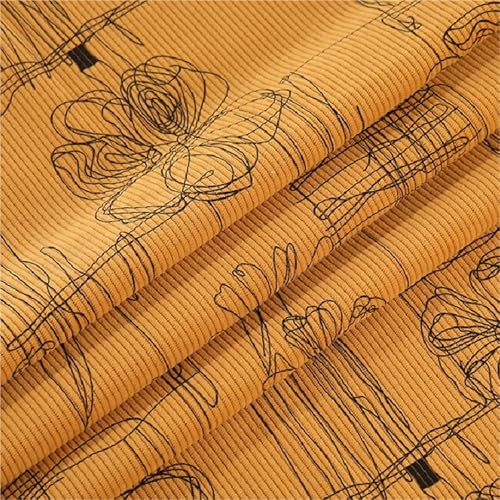 Tissu en velours côtelé de coton brodé pour coudre vos sacs artisanaux et vestes stretch