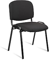 Vista 14 de CLATINA Juego de 5 sillas apilables para sala de espera de tela negra con estructura de metal y cojín engrosado en asiento y respaldo para sala