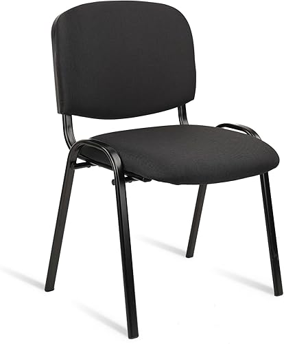 Miniatura 14 de CLATINA Sillas apilables para sala de espera, silla de oficina sin brazos de piel sintética con marcos de metal, sillas apilables para sala de negro