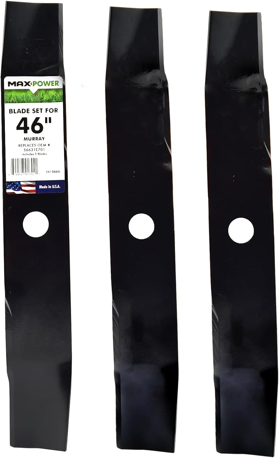 MaxPower 561288B 3 Blade Mulching Set for Many 46 in. Cut Murray Mowers, Replaces OEM # 56631E701 and 656631