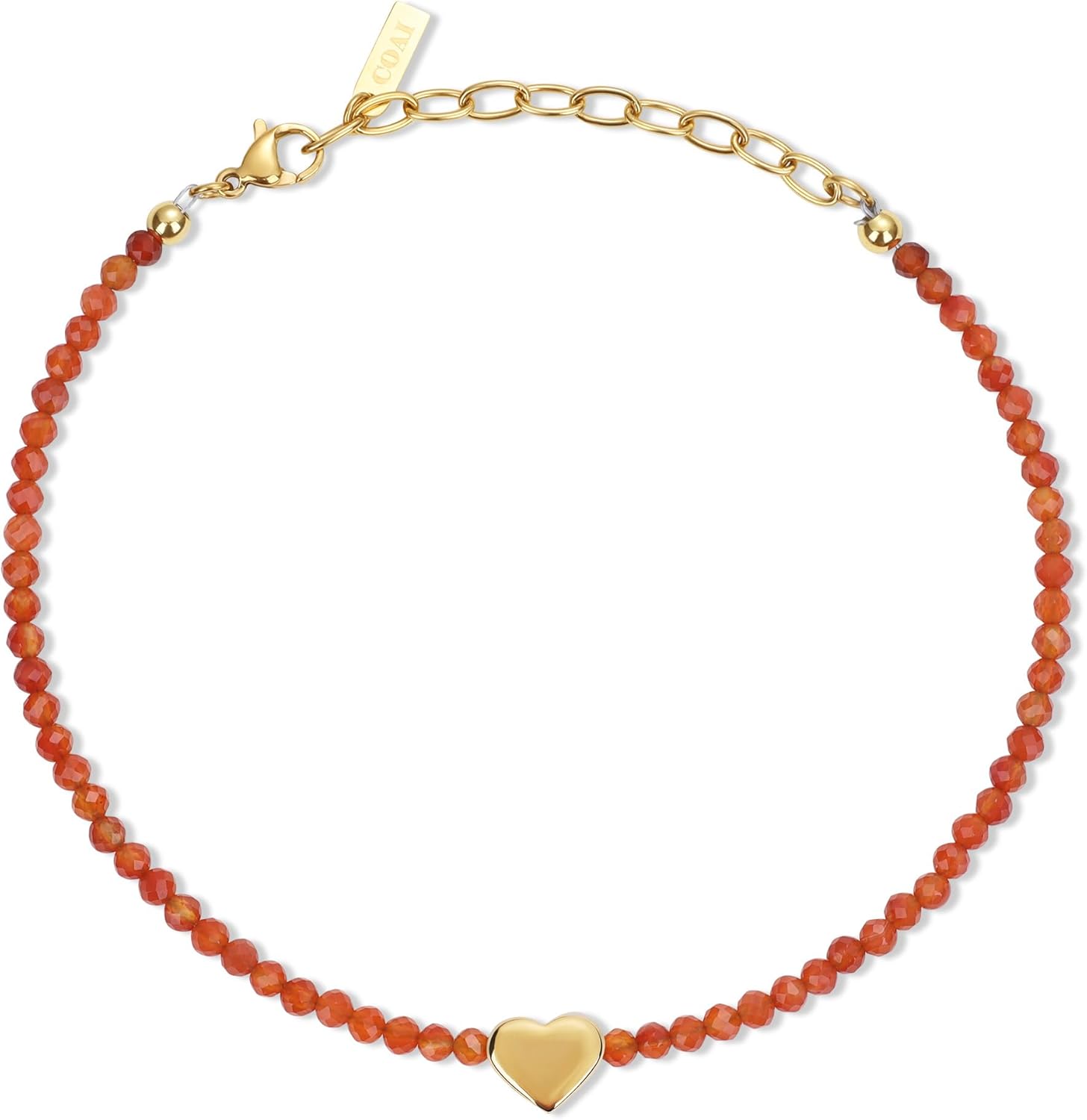 COAI Waterproof Anklet for Women, Heart Charm Beaded Anklet for Women