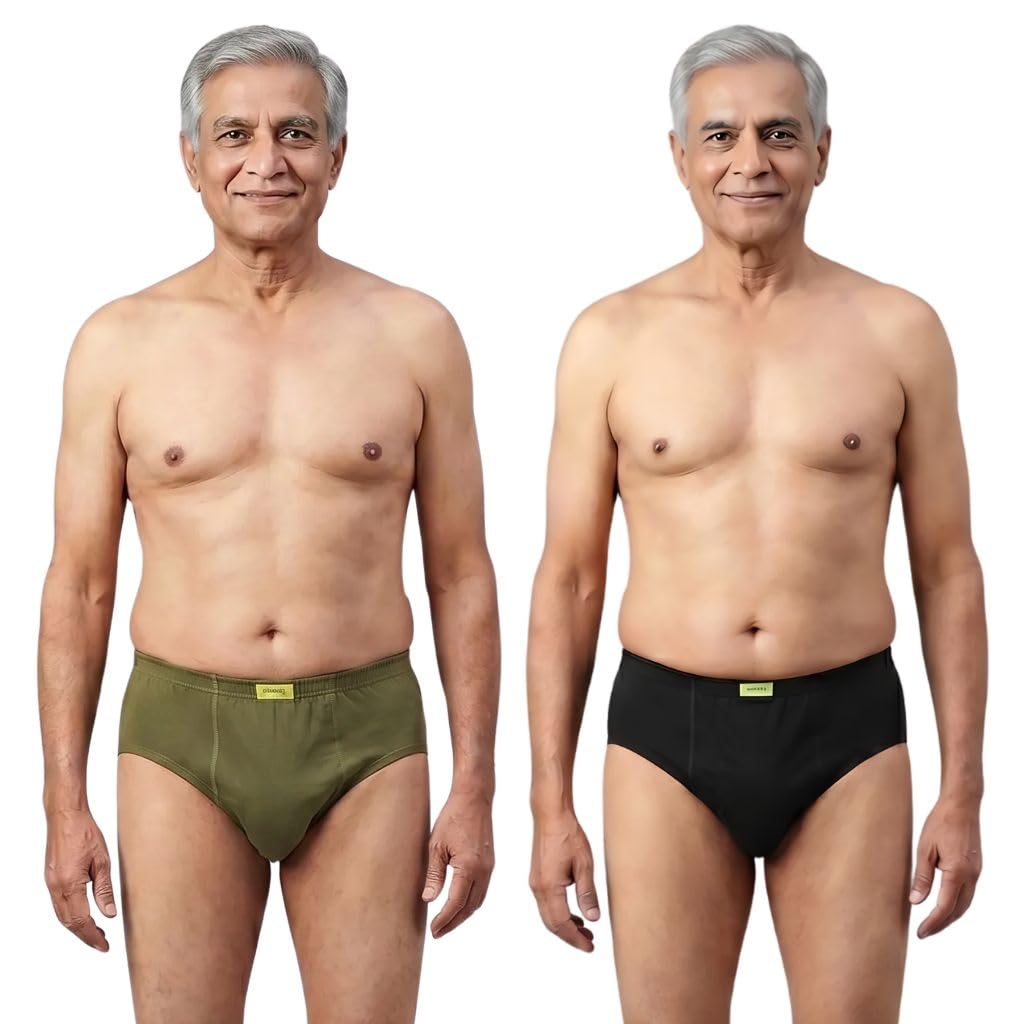 Mens Cotton Underwear | Absorbs 35ml Of Leaks | Wash & Reuse | Anti Bacterial, Hygienic & Leakproof | Comfy Cotton | Pack Of 2 | Olive Green & Black | XL-image-29