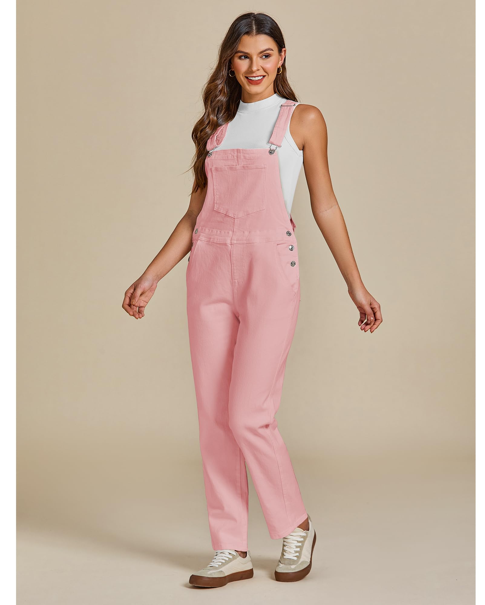 Vetinee Combinaison Ample Salopette Jean Femme