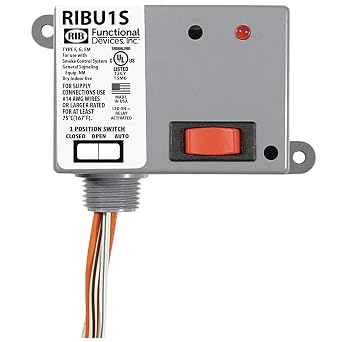 Functional Devices RIBU1S Pilot Relay, 10 Amp SPST-N/O + Override, 10-30 Vac/dc/120 Vac Coil, NEMA 1 Housing