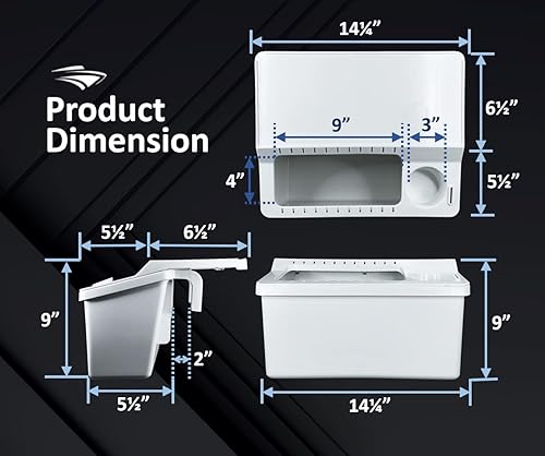 Miniatura 3 de Pactrade Marine Contenedor de almacenamiento blanco para kayak, con 22 cebos de pesca y señuelos, ranuras para aparejos montados en Gunwale, mesa de