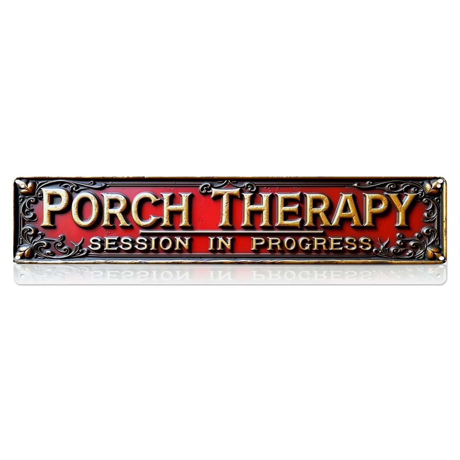 Jdyaojiesheng Vintage Porch Therapy Session In Progress Tin Sign Retro Metal Wall Decor Metal Poster, Home Bar Garage Farmhouse Cafe Wall Art Decoration 4X16inch