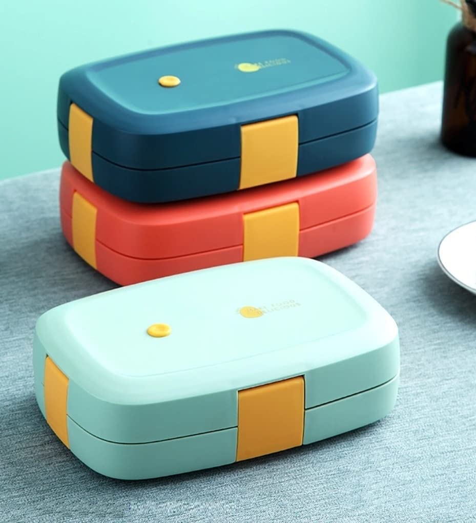 Lunch Box for Kids, Lunch Box for Kids – 2 Compartment Cute Slim Tiffin Box for School Office Air-Proof Vacuum Insulated Lunch Box Stainless Steel Tiffin Box for Boys, Girls, School & Office Men (Colors May Vary) (Peri Peri Lunch Box)