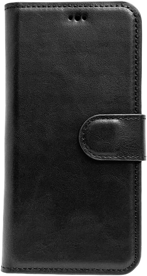 HARDISTON Genuine Leather Handmade Wallet Case Compatible with iPhone 17 Pro Max - MagSafe Compatible - Detachable Magnetic Flip Cover with Card Holders - Horizontal Kickstand (Black)