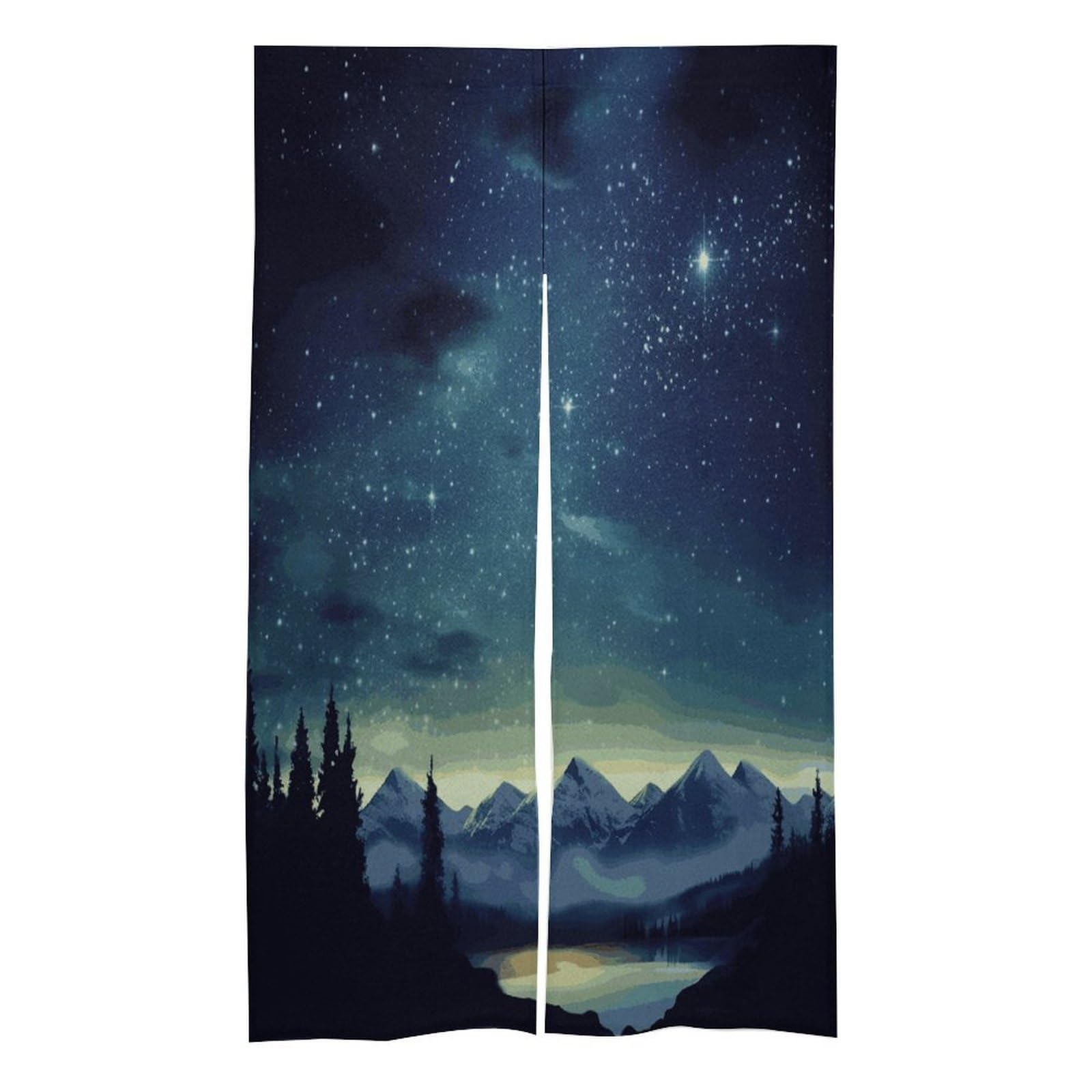 FekiLoot Celestial Night Sky Door Curtain for Doorway Privacy French Style Theme Blackout Curtain Splice Thermal Insulated Door Cover Rustic Room Divider Home Decoration 17W X 57L in