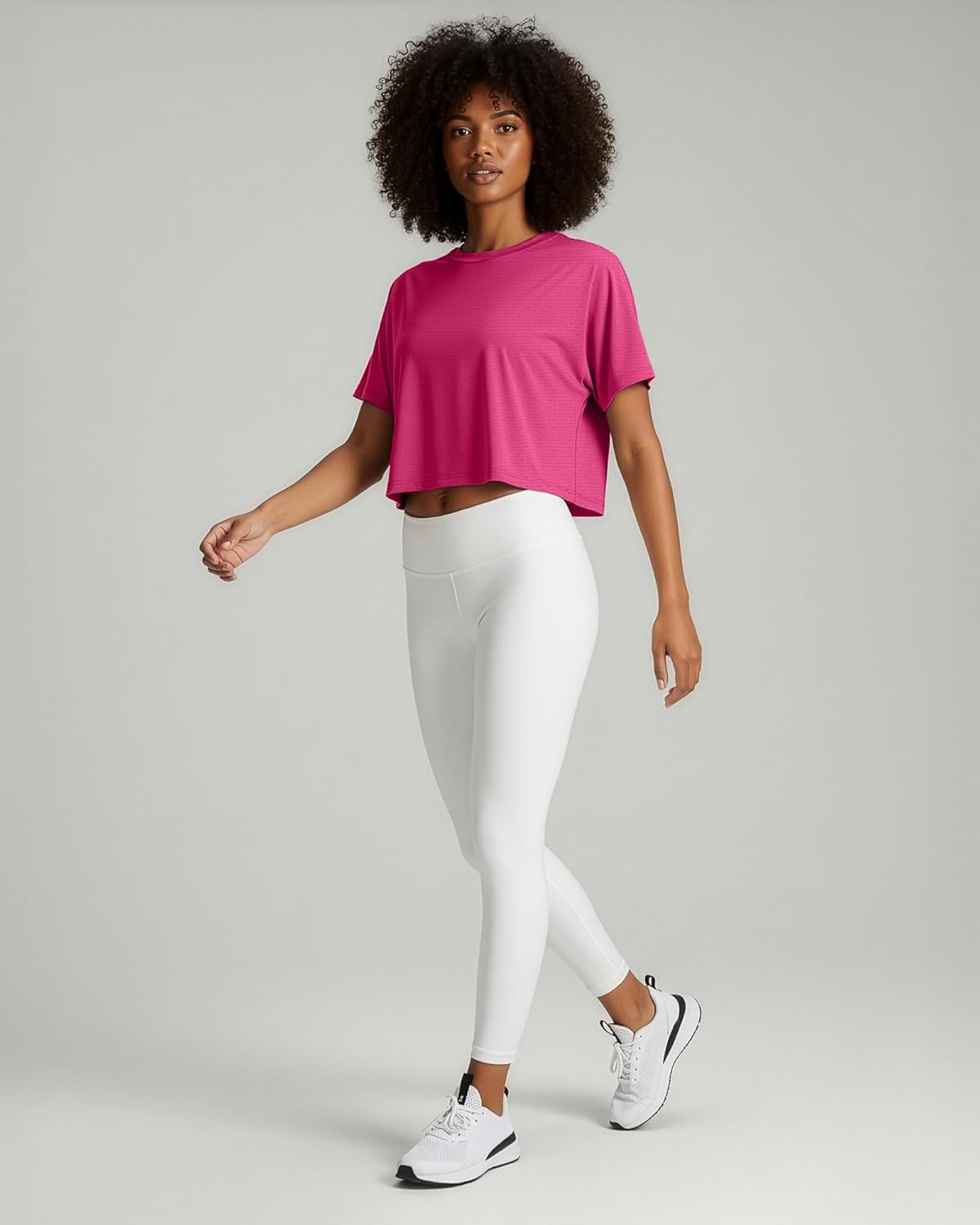 Real Essentials 5 Pack: Women's Dry-Fit Breeze Tech Crop Tops – Short Sleeve Athletic Workout, Yoga Tees (Available in Plus) - Image 4