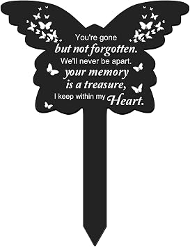 Memorial Grave Markers, Butterfly Memorial Garden Stake Waterproof Memorial Plaque for Outdoor Yard Grave B