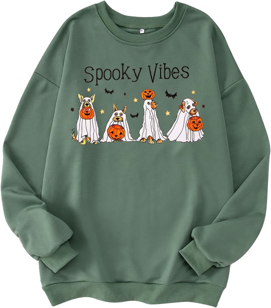 MODNTOGA Women's Halloween Clothes Pumpkin Graphic Sweatshirt Spooky Fall Vibes Outfit Dog Ghost Long Sleeve Pullover Tops