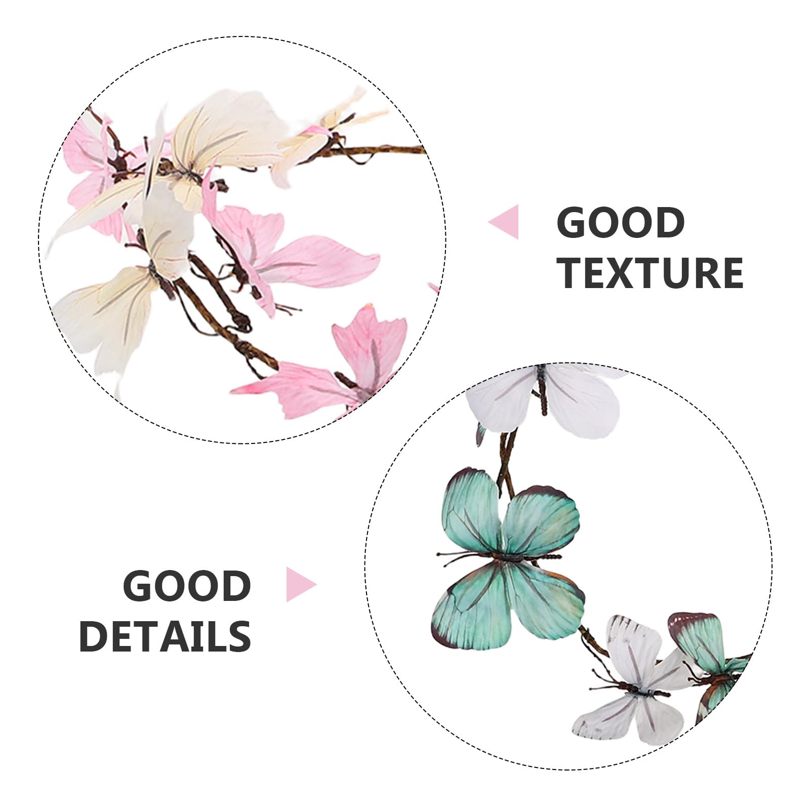 POPETPOP Guirnalda de Enredaderas Artificiales 12 Mariposas y Ramas Secas, Ligera Mantenimiento, Adecuado para Decoración de Oficinas y Temporada de Flores, Paquete de 3 Piezas