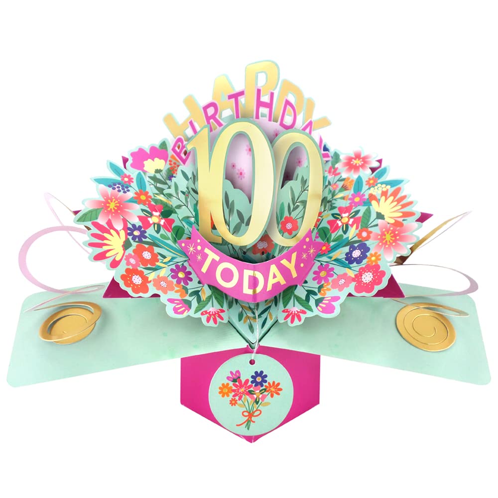 Happy 100th Birthday 100 Today Pop-Up Greeting Card Love Kate's Pop Up Cards Her POP215MC100