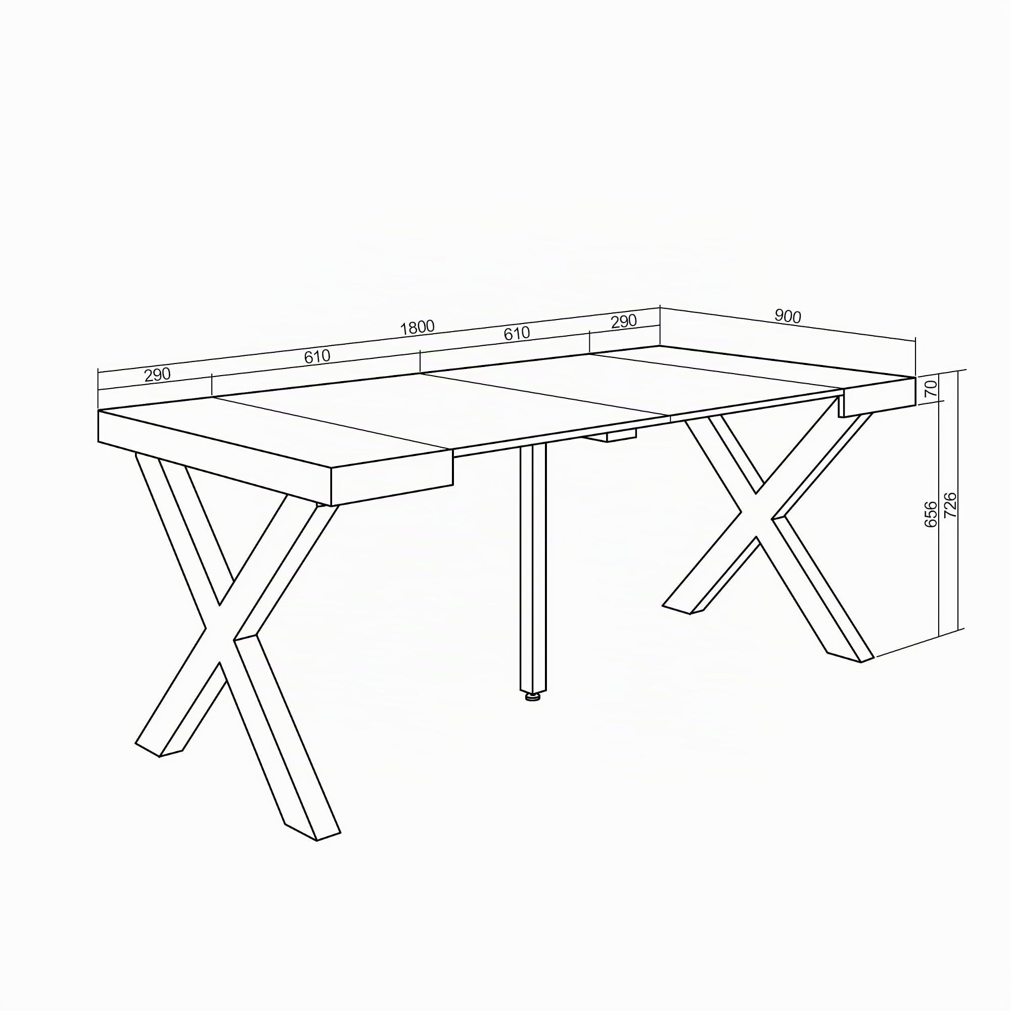 Skraut Home | Mesa Consola Extensible | Mesa Comedor Plegable | 180 | para 8 comensales | Patas Madera Maciza | Estilo Moderno | Roble