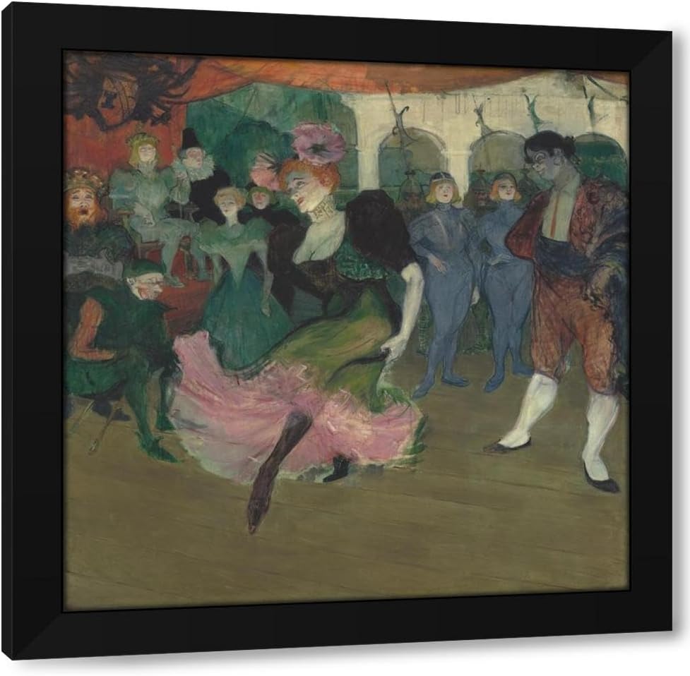 Henri De Toulouse-Lautrec 28x28 Extra Large Black Modern Framed Art Print Titled: Marcelle Lender Dancing the Bolero in ‘Chilpéric’ (1895-1896)