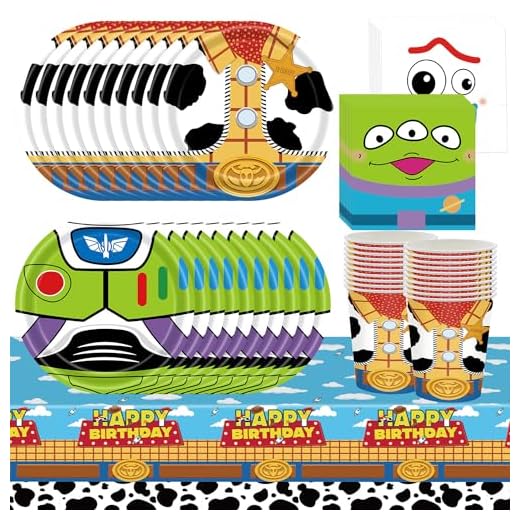 Juego de vajilla de fiesta de cumpleaños de juguete de 61 piezas, suministros de decoración de fiesta para niños y niñas, incluye platos, vasos, pañuelos, mantel (20 invitados)